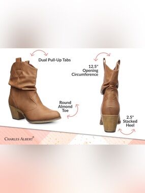 Charles Albert Slouchy Ankle Boots in Tan
